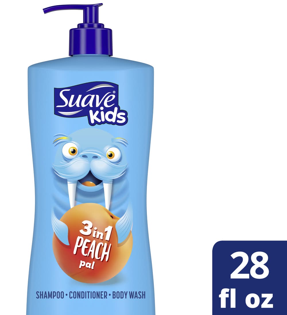 Suave Kids 3 in 1 Shampoo Conditioner & Body Wash, Peach (28 fl oz)