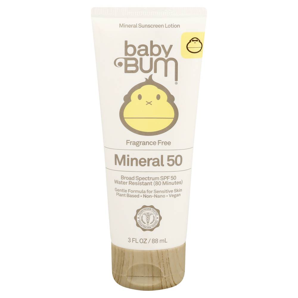 Baby Bum Water Resistant Spf 50 Mineral Sunscreen Lotion (3 fl oz)