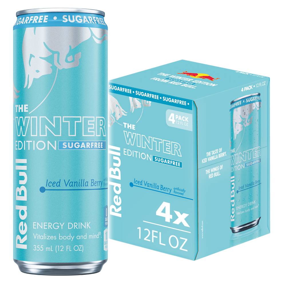 Red Bull The Winter Edition Sugarfree Energy Drink, Iced Vanilla Berry (4 x 12 fl oz)