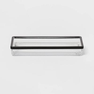 Threshold Ribbed Glass Vanity Organizer, Black