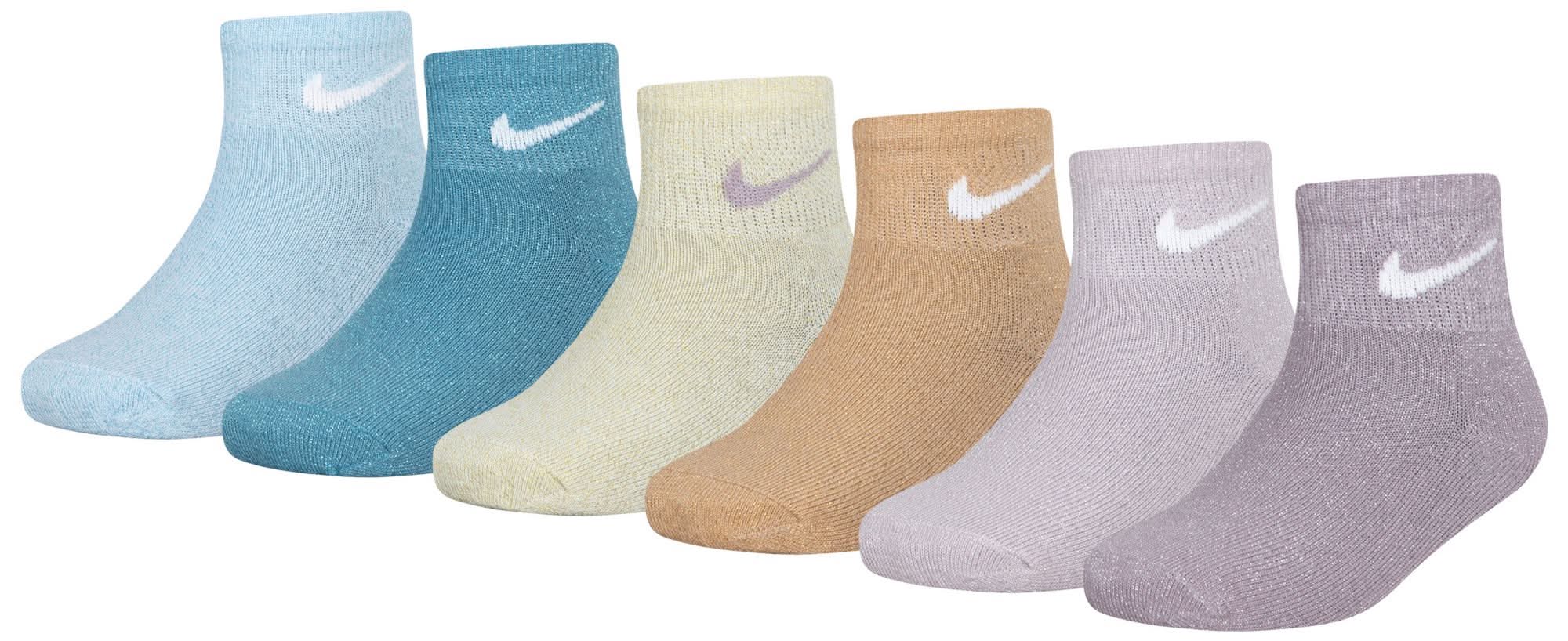 Nike Youth Lurex Quarter Socks 6-Pack (Football Gray, 5-7)