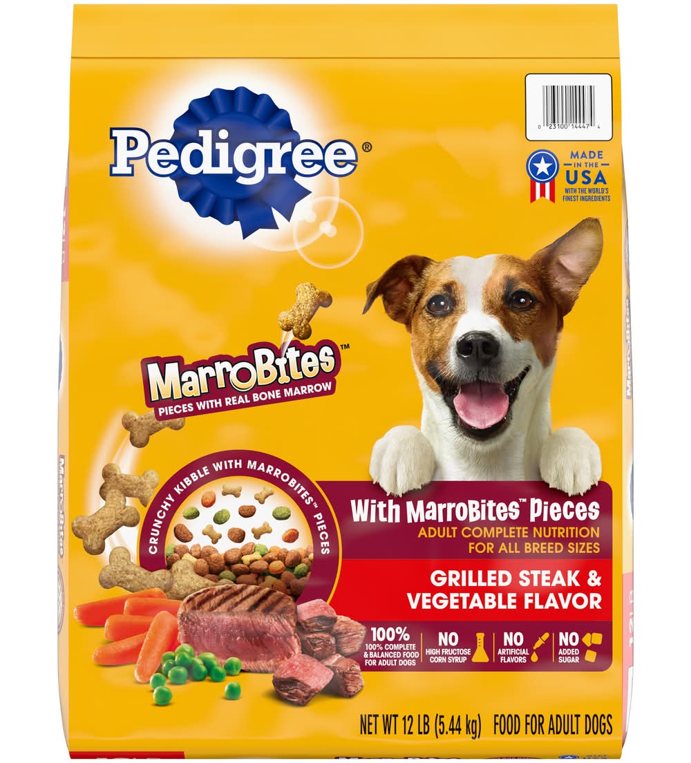 Pedigree With Marrobites Pieces Dog Food, Grilled Steak-Vegetable (12 lbs)