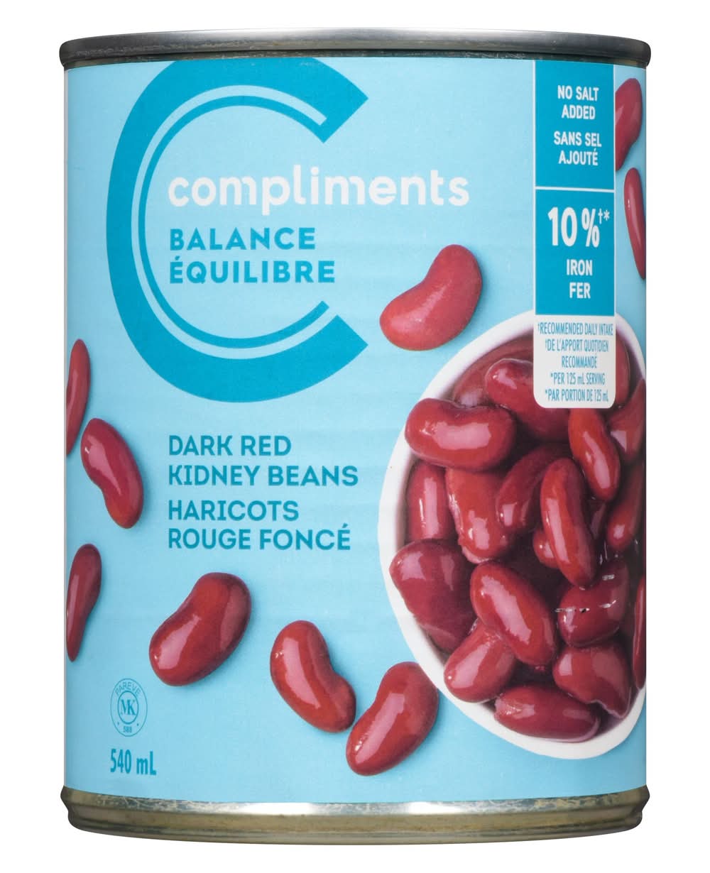 Compliments No Salt Added Beans Kidney Dark Red (540 g)