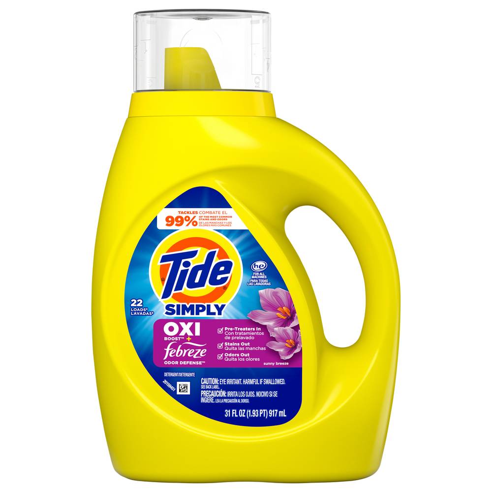 Tide Simply Oxi Boost & Febreze Liquid Laundry Detergent, Sunny Breeze (31 fl oz)