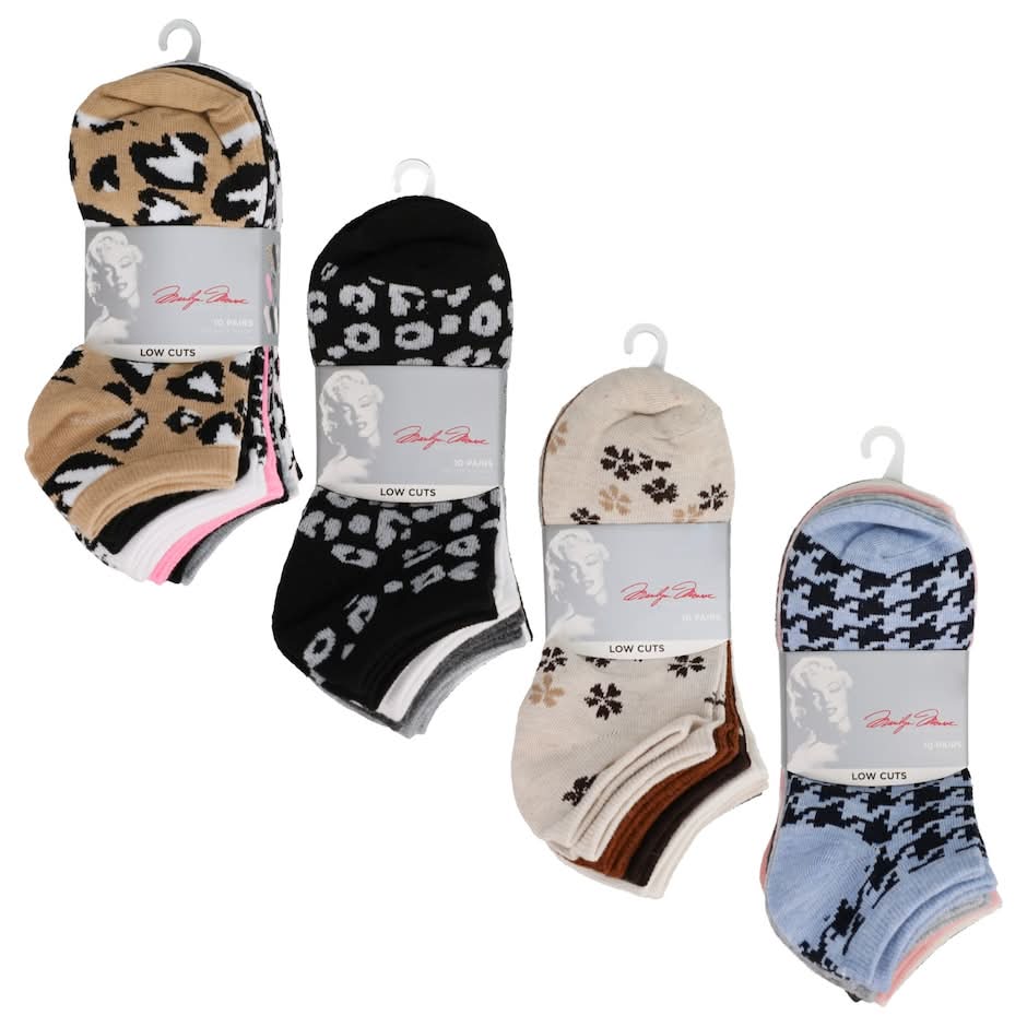Marilyn Monroe Ladies Low Cut Socks, Assorted Designs, 10-pc Pack.