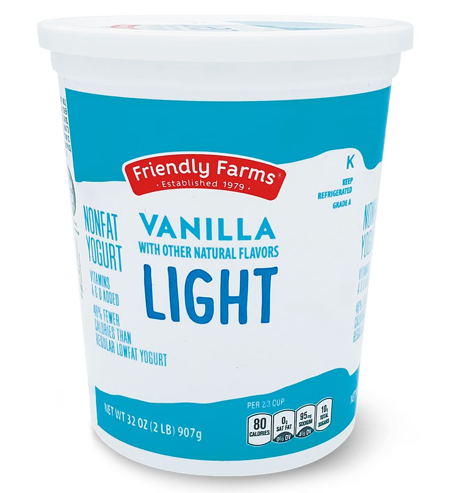 Friendly Farms Light Nonfat Yogurt, Vanilla (32 oz)