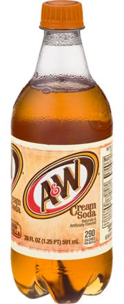 A & W Cream Soda made with Aged Vanilla 20 oz Bottle