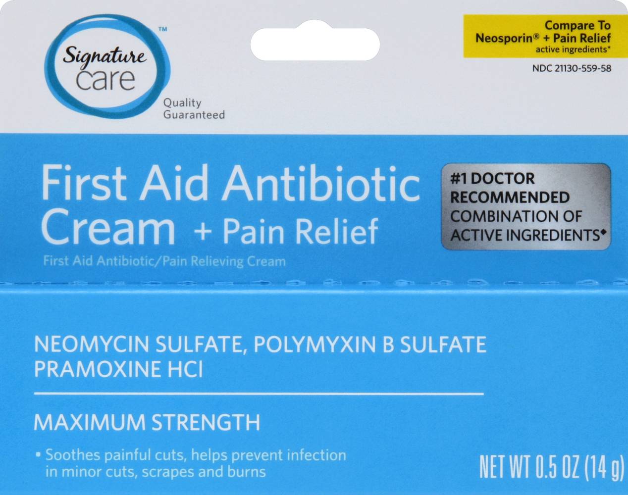 Signature Care Antibiotic Pain Relief Cream (0.5 oz)