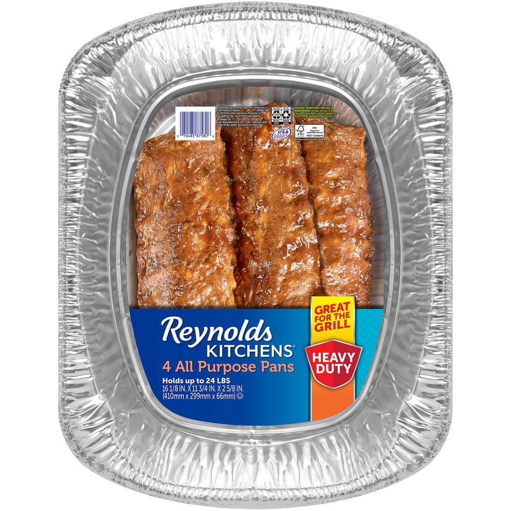 Reynolds 24 Lbs. Aluminum All Purpose Disposable Pan (4-Pack)