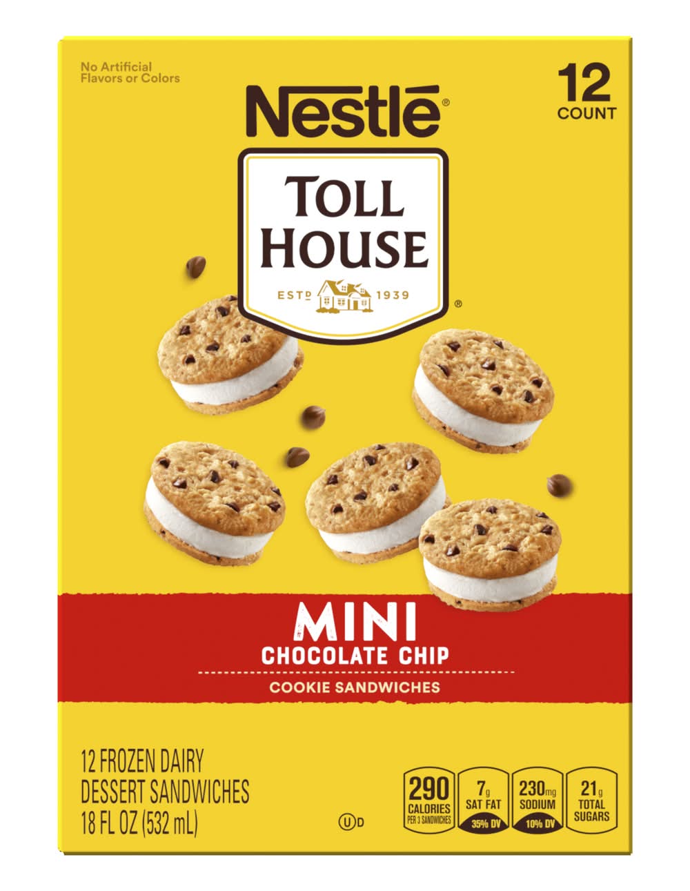 Toll House Mini Chocolate Chip Cookie Sandwiches, Vanilla (18 fl oz, 12 ct)