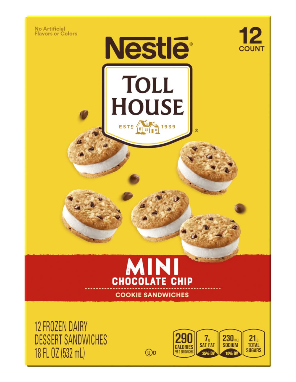 Toll House Mini Sandwich Cookies, Vanilla Chocolate Chip (18 fl oz, 12 ct)