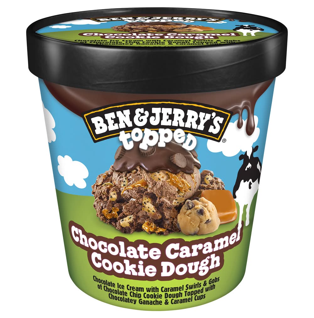 Ben & Jerry's Topped Ice Cream, Chocolate Caramel Cookie Dough (15.2 oz)