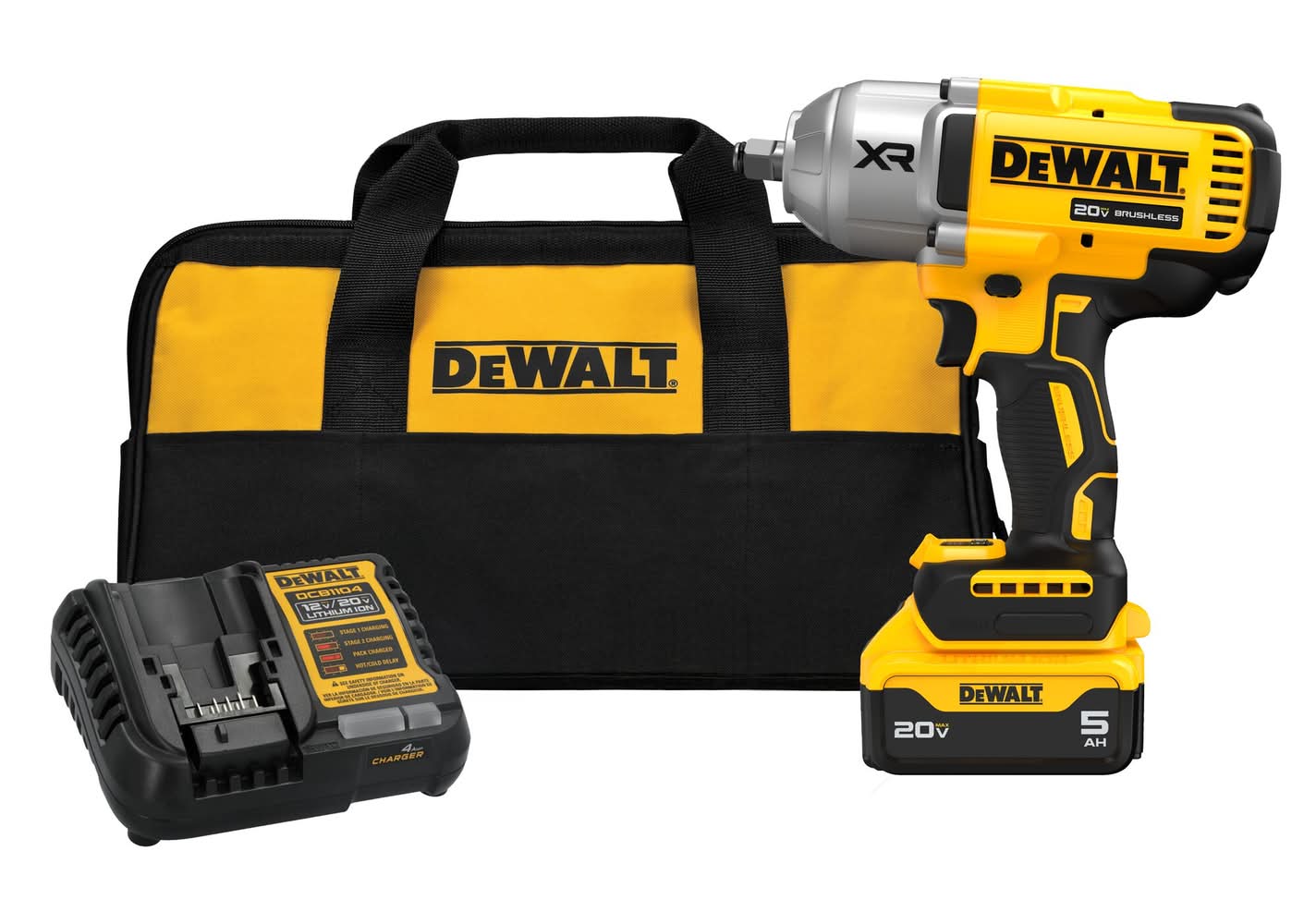 DEWALT XR 20-volt Max Variable Speed Brushless 1/2-in Drive Cordless Impact Wrench (Battery Included and Charger Included)