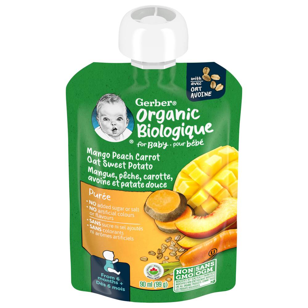 Gerber Organic Mango Peach Carrot Sweet Potato Purée (90 g)