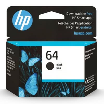 HP Standard Yield Ink Cartridge, 64 Black Noir