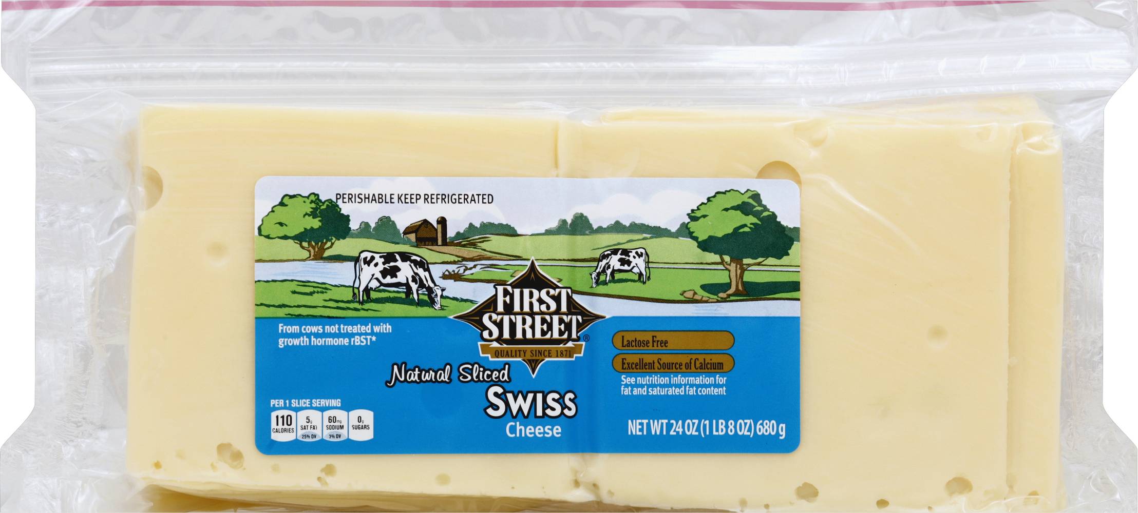 First Street Natural Sliced Swiss Cheese (24 oz)