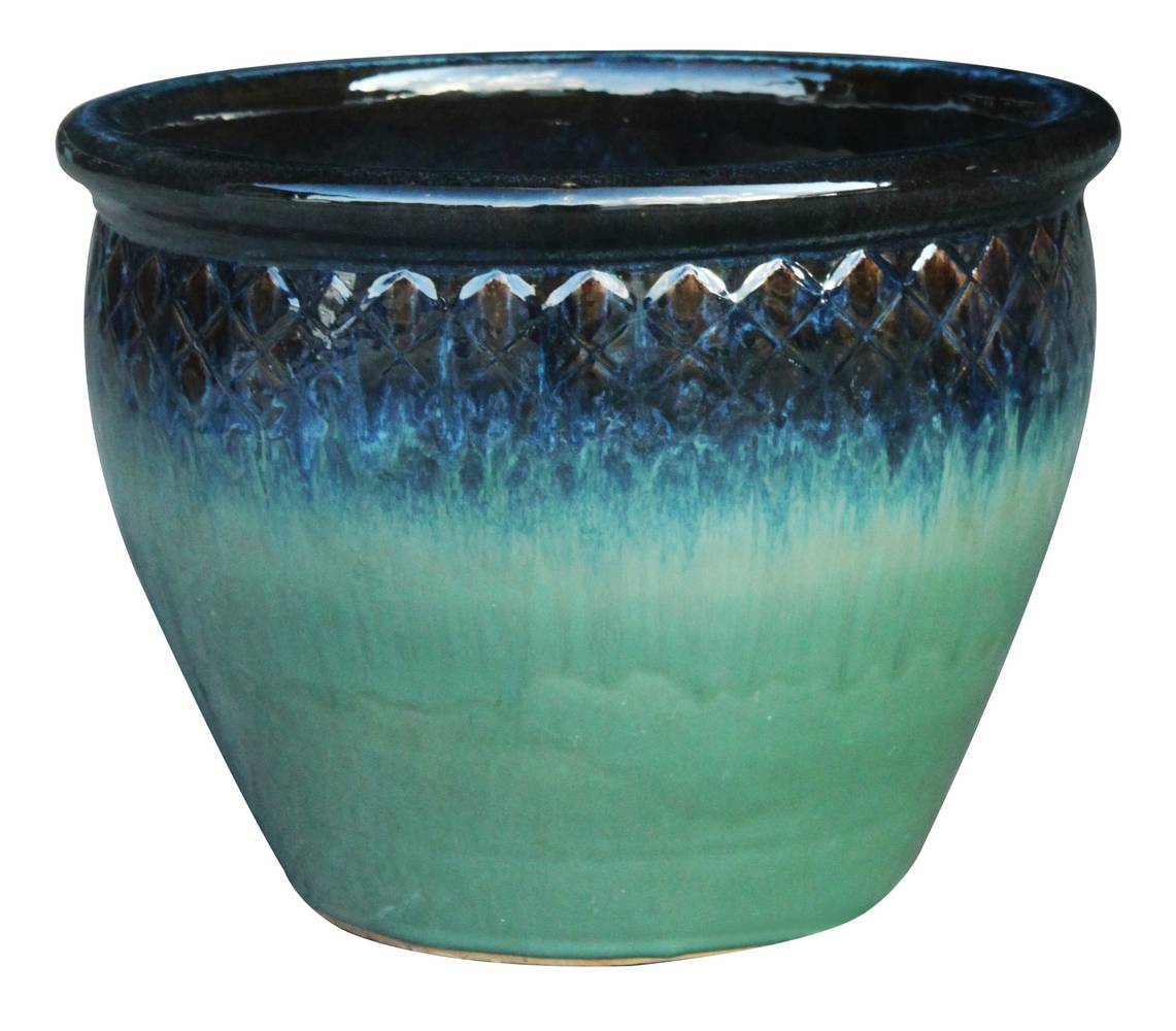 allen + roth Round 7.7-in W Small Multiple colors/finishes Ceramic Outdoor Planter with Drainage Holes | 6879-D-S