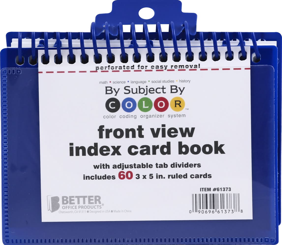 Better Office Products Front View Index Card Book