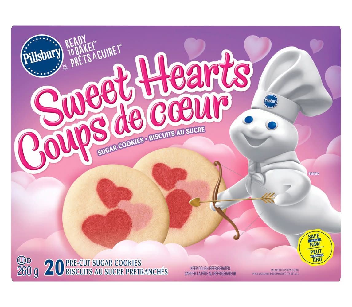 Pillsbury prêts à cuire biscuits au sucre prétranchés coups de cœur (20 unités) - pillsbury sweet hearts sugar cookies (13 g, 20 ct)