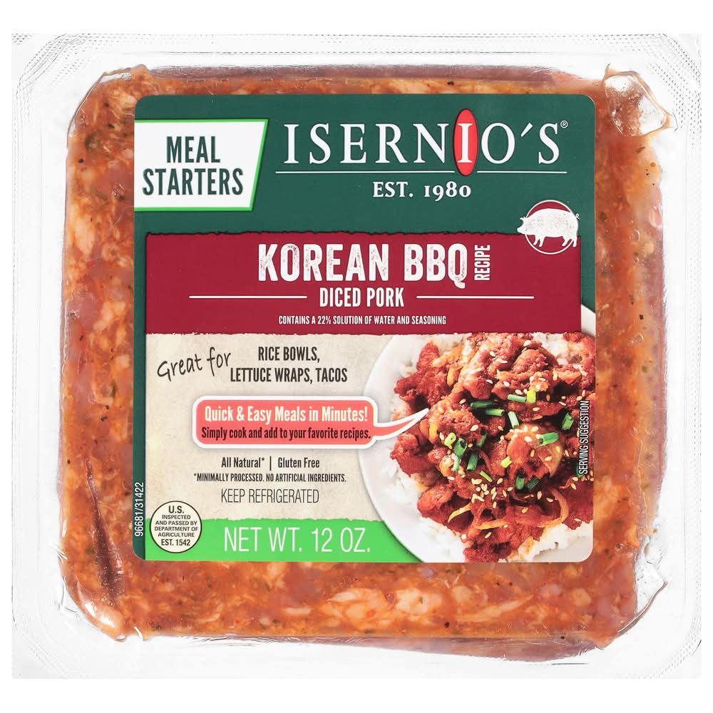 Isernio's Korean Bbq Diced Pork, Korean Bbq (12 oz)
