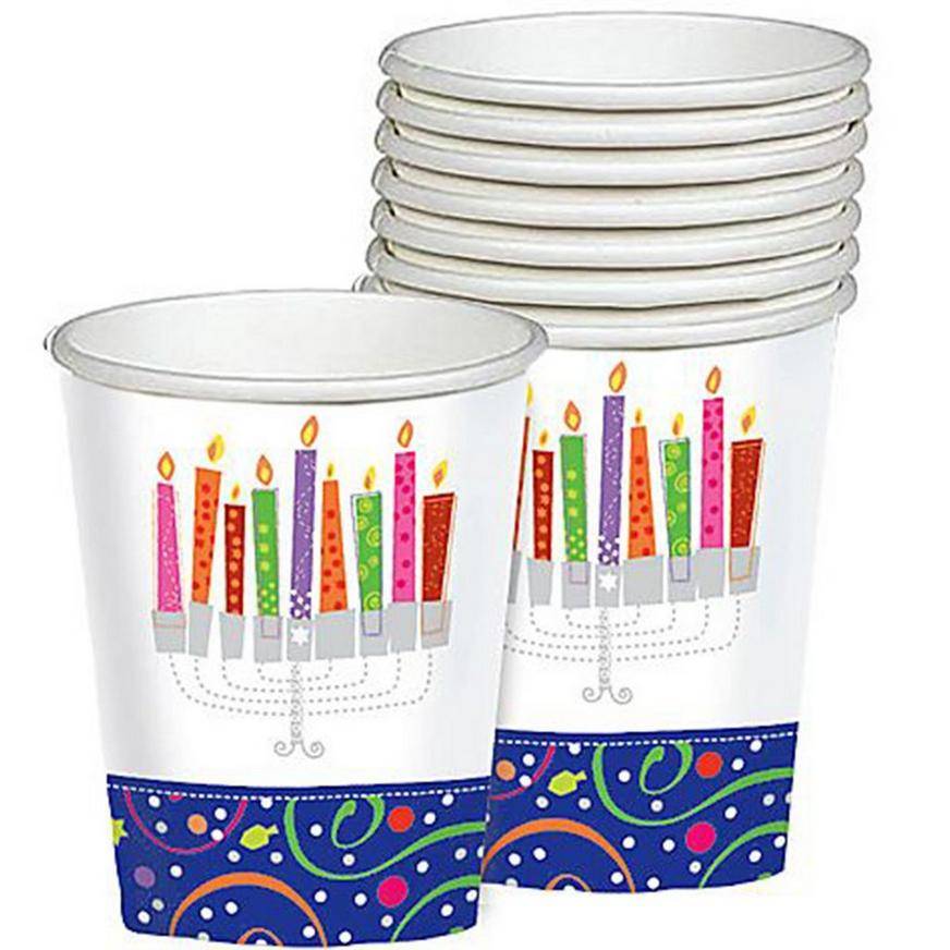 Playful Menorah Hanukkah Cups 8ct