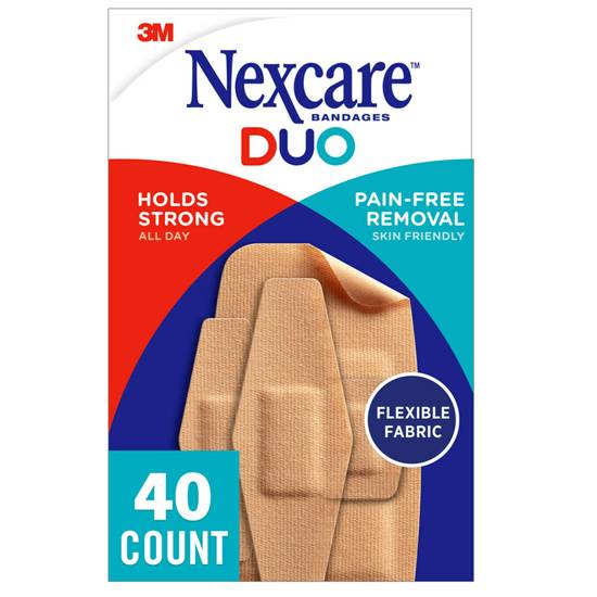 Nexcare DUO Fabric Bandages, Assorted - 40 ct