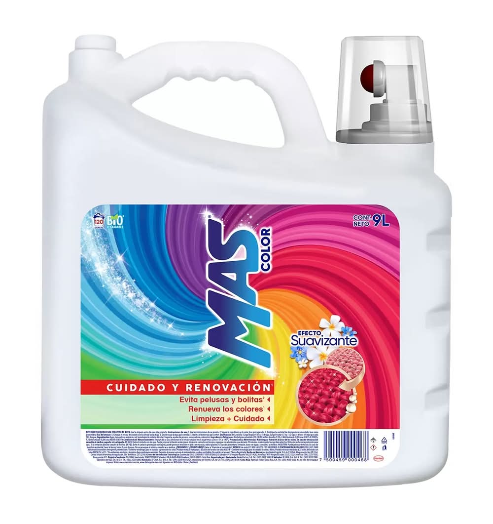 MAS · Color detergente líquido con efecto suavizante para colores intensos (9 L)