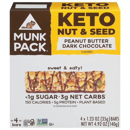 Munk pack Bar Peanut Butter Dark Chocolate Bar (4 ct)