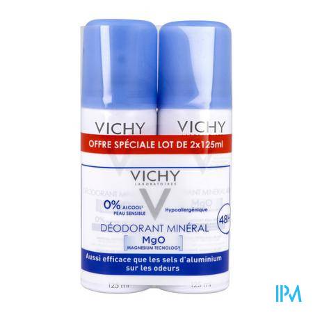 Vichy Deodorant Mineral Sans Sel Aluminium 48h Spray 125ml X2 Déodorant - Soins du corps