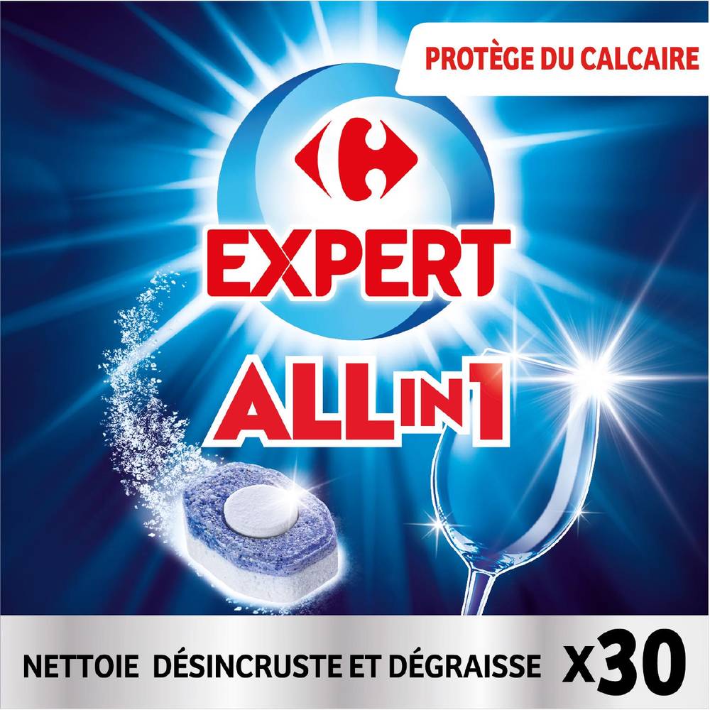 Tablettes lave vaisselle All in 1 CARREFOUR EXPERT - les 30 tablettes de 17g