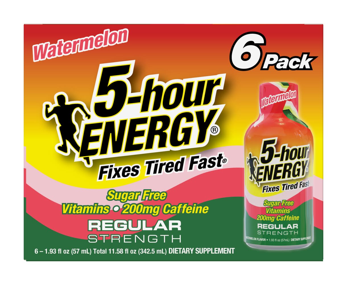 5-Hour Energy Regular Strength Energy Shot, Watermelon (6 x 1.93 fl oz)