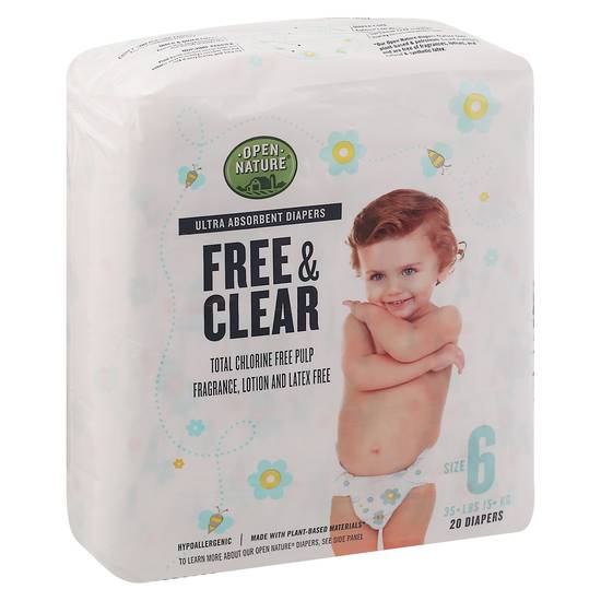 Open Nature Free & Clear Size 6 Diapers (20 ct)