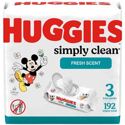 Huggies Simply Clean Fresh Scent Baby Wipes Flip Top Packs - 3-64 Count