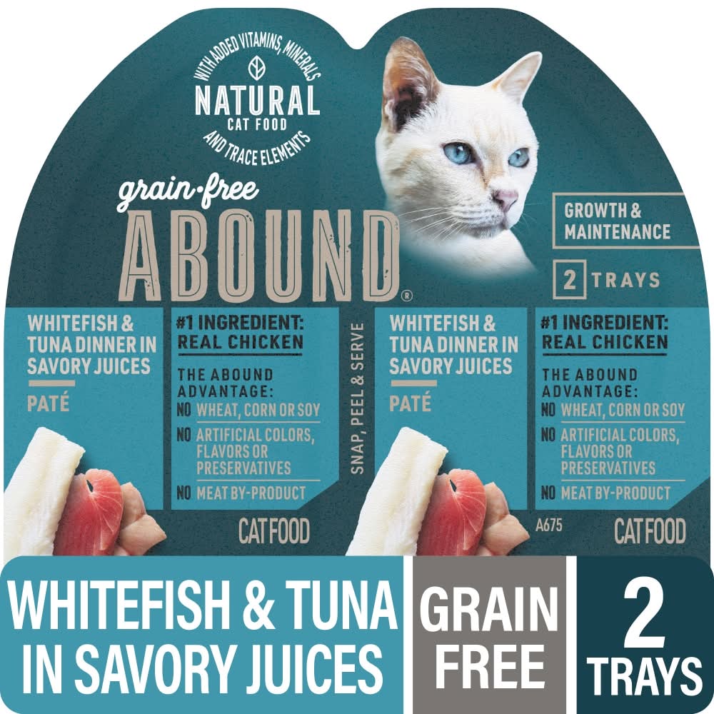 Abound Grain Free Wet Cat Food, Whitefish & Tuna, Adult (2 x 1.32 oz)