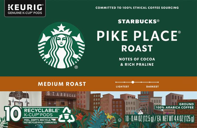 Starbucks K-Cup Pods Pike Place Roast Coffee (10 ct, 4.4 oz)