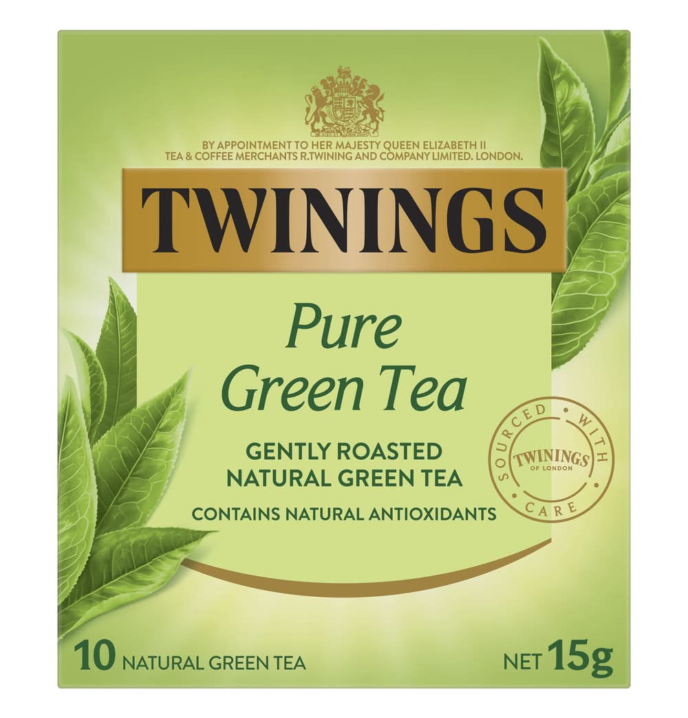 Twinings Gently Roasted Natural Pure Green Tea Bags (15g, 10 pack)