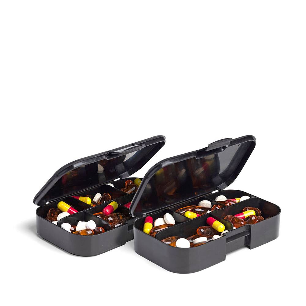 Pillbox Organizer, Black - 2 Pack