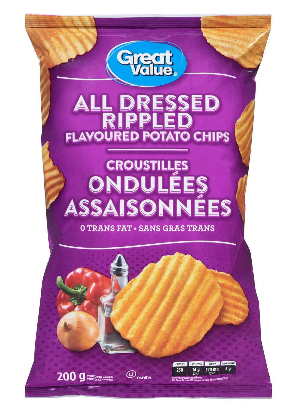 Great Value Potato Chips, All Dressed Rippled (200 g)