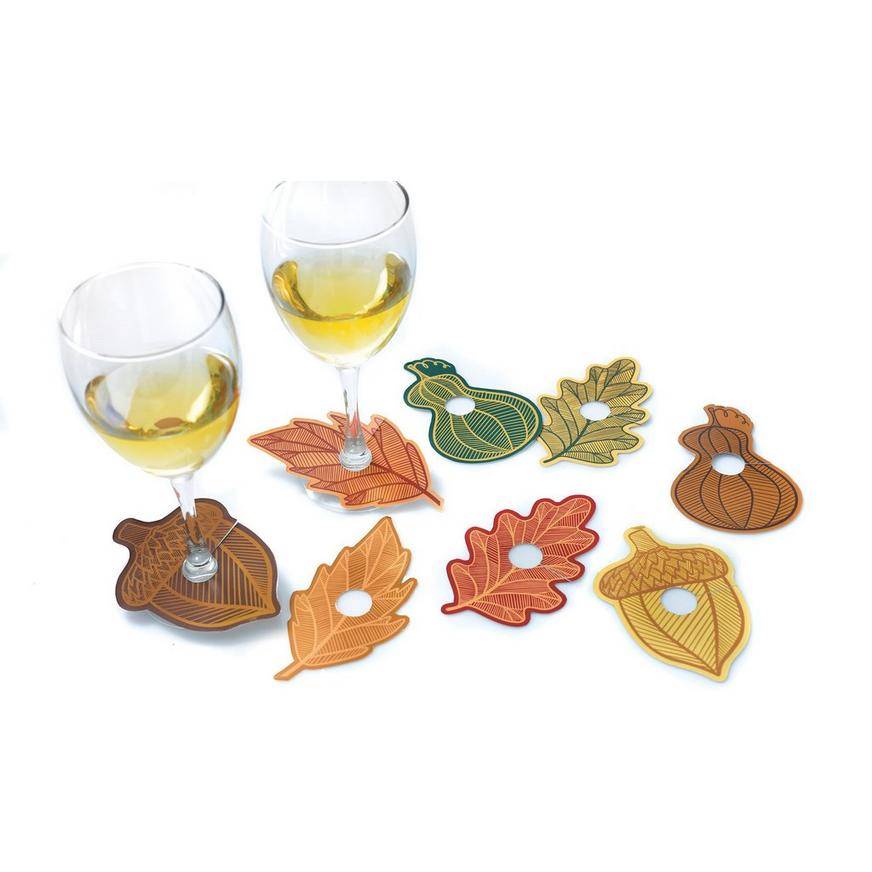 Thanksgiving Fall Leaf Cardstock Drink Markers, 8ct