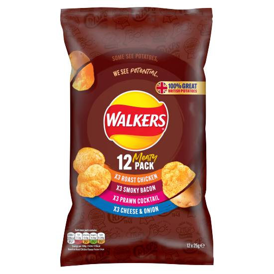 Walkers Meaty Variety Multipack Crisps 12x25g