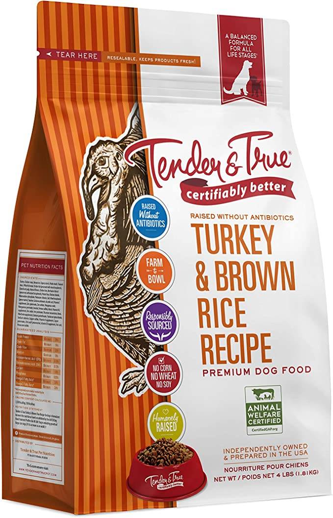 Tender & True Dog Food-Turkey & Brown Rice Recipe Dry Dog Food, 4 lb bag