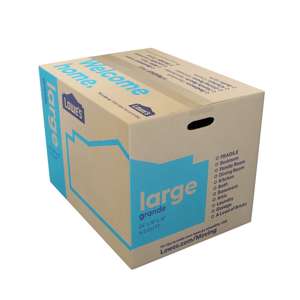 Lowe's 24-in W x 18-in H x 18-in D Classic Large Cardboard Moving Box with Handle Holes | 1211258