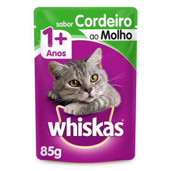 Whiskas ração úmida sabor cordeiro ao molho para gatos 1+ (85 g)