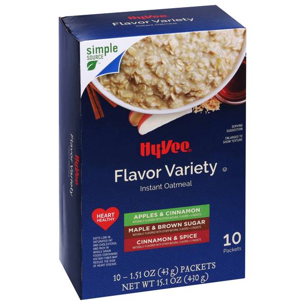 Hy-Vee Instant Oatmeal, Flavor Variety 10-1.51 oz Packets