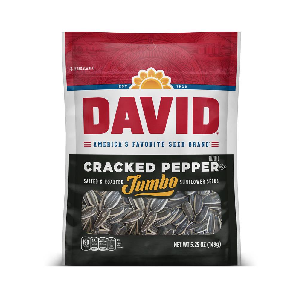 David Jumbo Sunflower Seeds Cracked Pepper Flavor (5.25 oz)