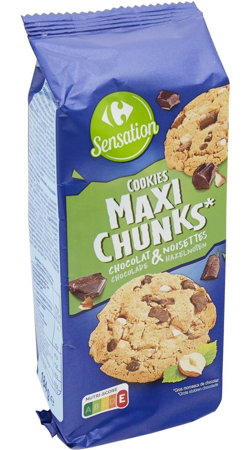 Carrefour Sensation - Cookies maxi chunks, chocolat - noisettes (184g)