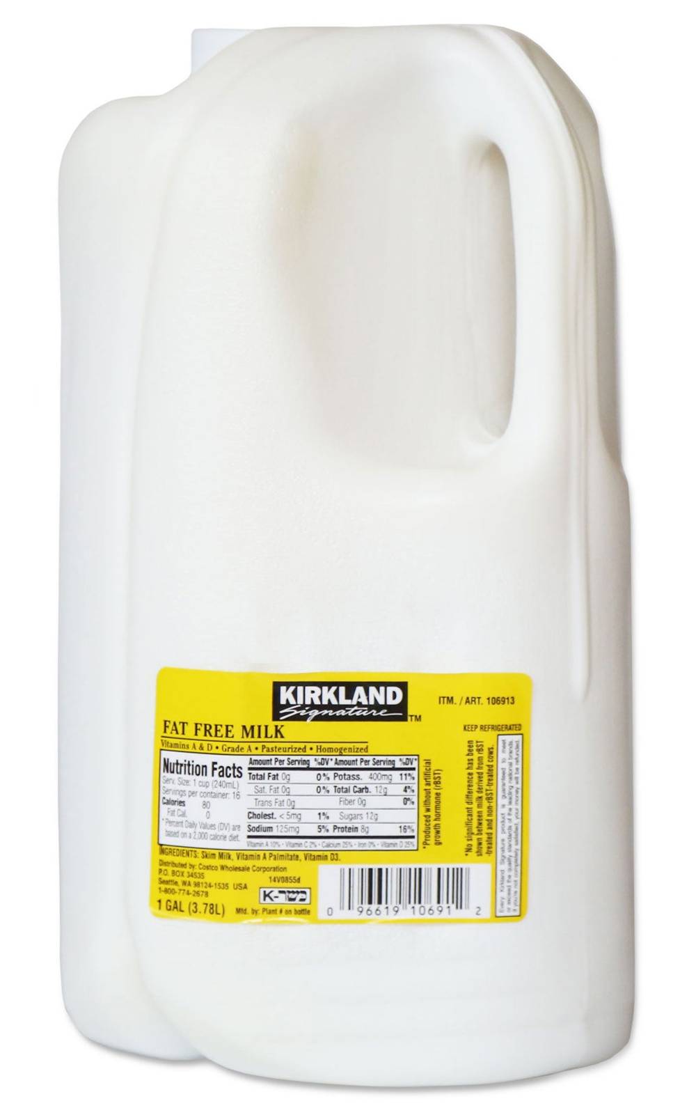 Kirkland Signature Fat Free Milk, 1 gal