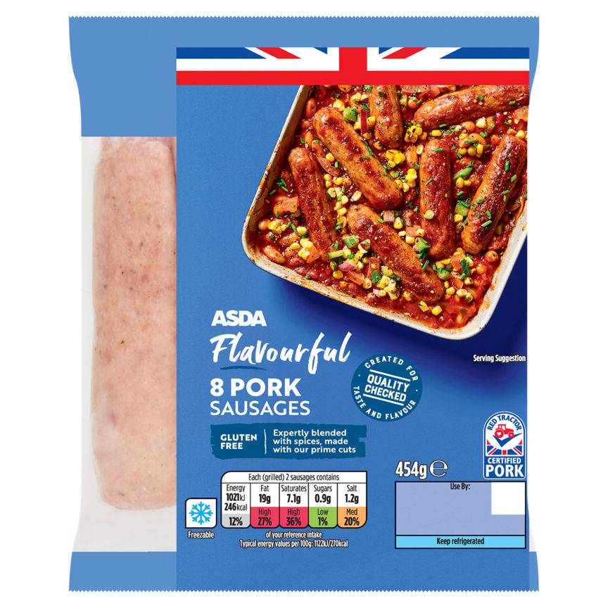 Asda Flavourful Pork Sausages (8 ct)