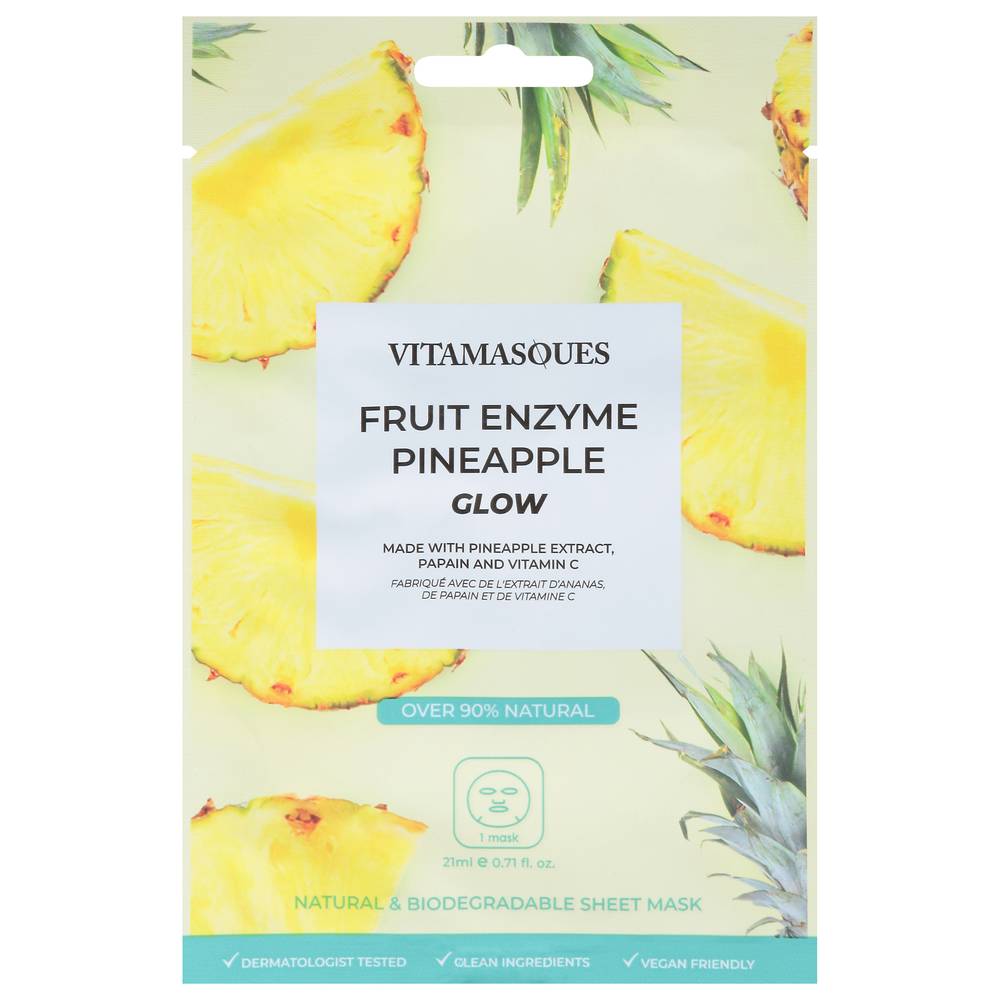 Vitamasques Glow Fruit Enzyme Pineapple Sheet Mask