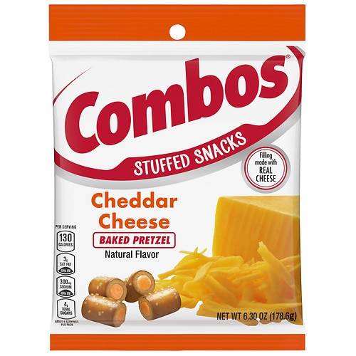 Order Combos Stuffed Cheddar Cheese Baked Pretzel Snacks - 6.3 oz food online from Walgreens store, Danville on bringmethat.com